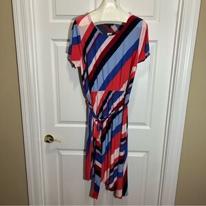 Lane Bryant Multicolored Stripe Asymmetric Sundress